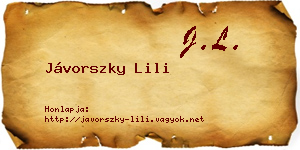 Jávorszky Lili névjegykártya